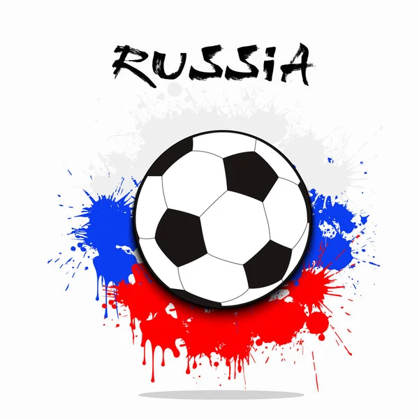 Pallone da calcio sullo sfondo della bandiera russa — Vettoriale Stock