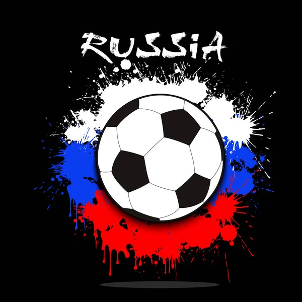 Pallone da calcio sullo sfondo della bandiera russa — Vettoriale Stock