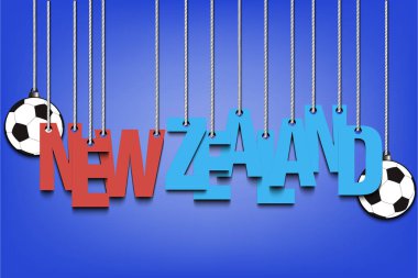 Banner yazıt Yeni Zelanda ve topu halatlar üzerinde asmak