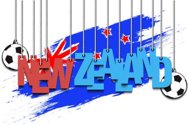 Banner yazıt Yeni Zelanda ve topu halatlar üzerinde asmak