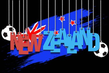 Banner yazıt Yeni Zelanda ve topu halatlar üzerinde asmak