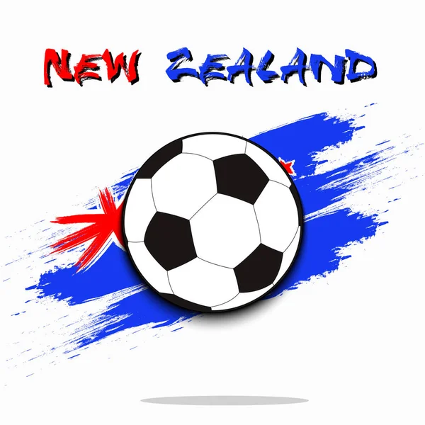 Fotbalový míč na pozadí vlajky Nového Zélandu — Stockový vektor