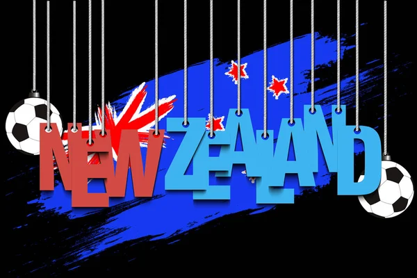 Banner yazıt Yeni Zelanda ve topu halatlar üzerinde asmak