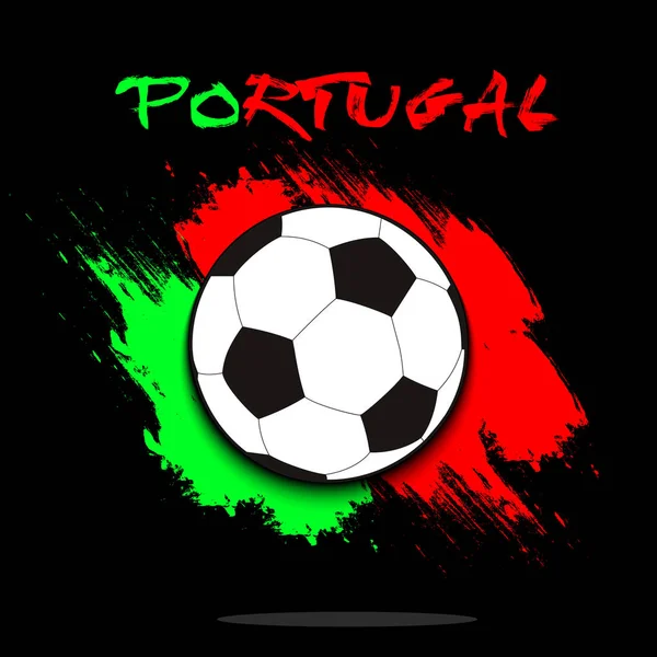 Calcio con la bandiera portoghese sullo sfondo — Vettoriale Stock