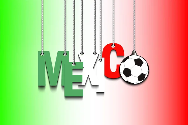 Banner the inscription Mexico and ball hang on the ropes — Stock Vector