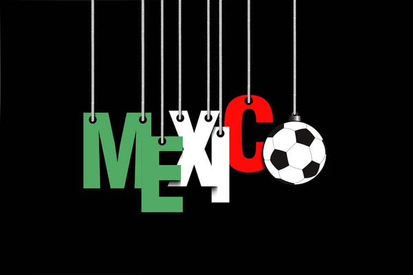 Banner la inscripción México y bola cuelgan de las cuerdas — Vector de stock