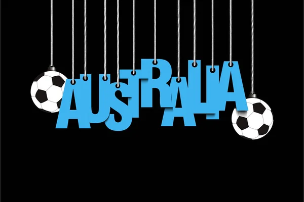 Banner nápis Austrálie a míč visí na lanech — Stockový vektor
