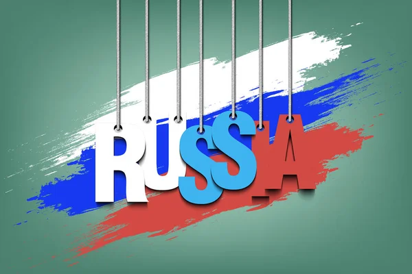 La palabra Rusia cuelga de las cuerdas — Vector de stock