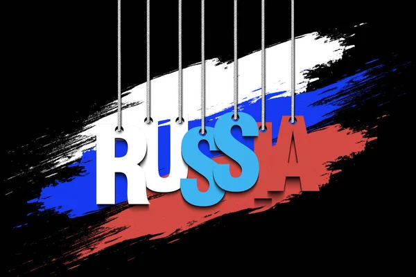 La palabra Rusia cuelga de las cuerdas — Vector de stock