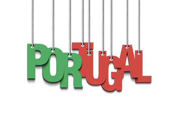 La parola Portogallo è appesa alle corde — Vettoriale Stock