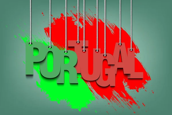 Слово Португалия висит на канатах — стоковый вектор