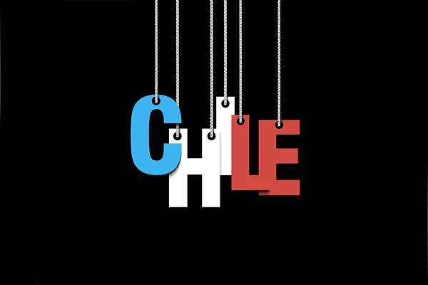 La palabra Chile cuelga de las cuerdas — Vector de stock
