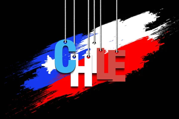La palabra Chile cuelga de las cuerdas — Vector de stock