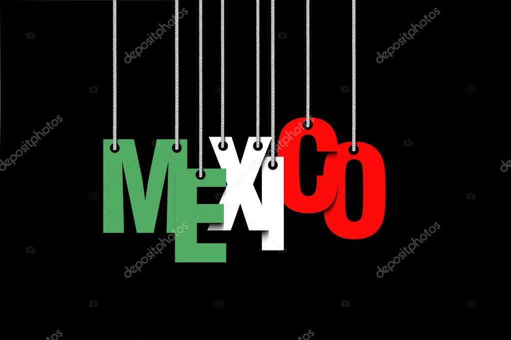The word Mexico hang on the ropes. Vector illustration