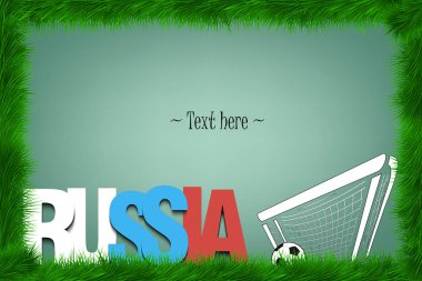 Bir çerçeve çimen kelime Rusya ve g de bir futbol topu