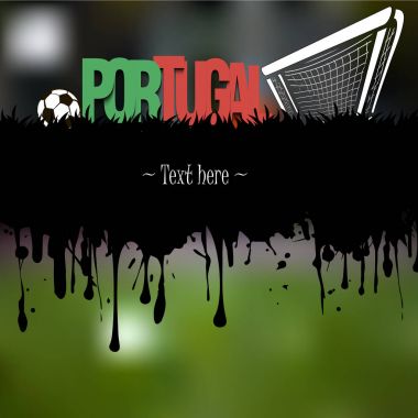 Grunge afiş suluboya mürekkep ve lekeleri dan. Word Portekiz Futbol topu ve kapısı ile