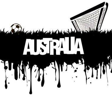 Grunge afiş ve kelime Avustralya bir futbol topu ve kapı ile