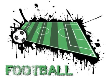 Futbol topu ve alan arka plan boya lekesi üzerinde