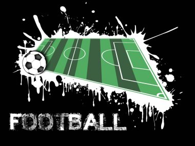 Futbol topu ve alan arka plan boya lekesi üzerinde