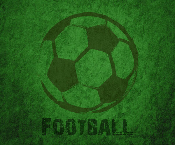 Abstract soccer ball drawn on a green background