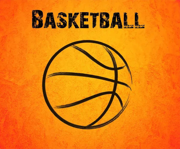 オレンジ色の背景に描かれた抽象的なバスケット ボール — ストックベクタ