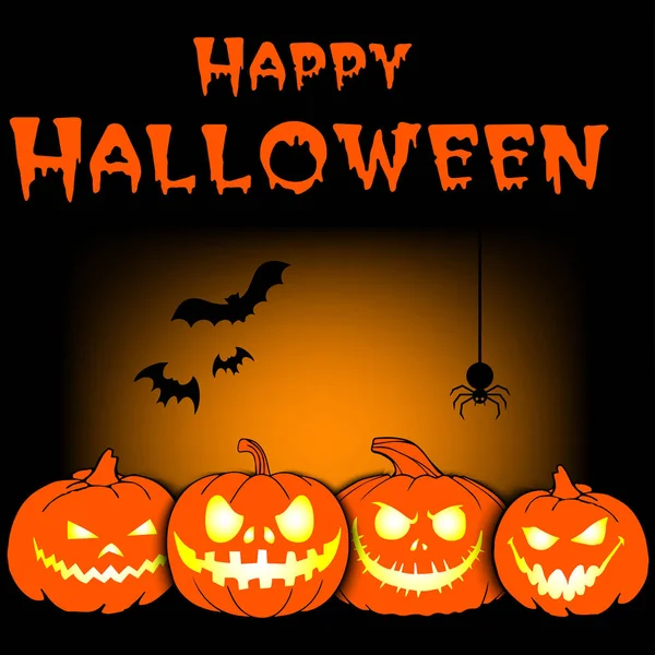 Inscripción de un feliz halloween y calabazas — Archivo Imágenes Vectoriales