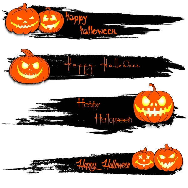 Conjunto de pancartas grunge con feliz halloween — Vector de stock