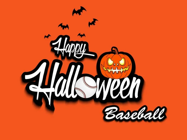 Banner bahagia halloween dan bisbol bola - Stok Vektor