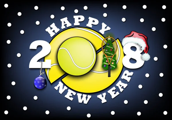 Felice anno nuovo 2018 e palla da tennis — Vettoriale Stock