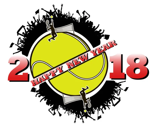 Happy new year 2018 en tennisbal — Stockvector