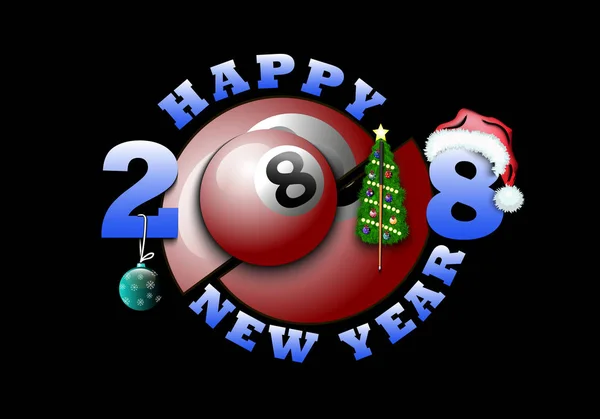 Feliz año nuevo y bola de billar — Archivo Imágenes Vectoriales