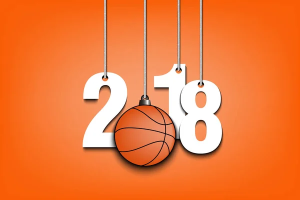 Basketball et 2018 accroché à des cordes — Image vectorielle