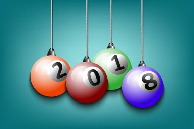 Bilardo topu ve 2018 asılı dizeleri