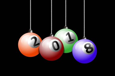 Bilardo topu ve 2018 asılı dizeleri