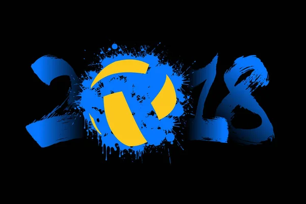 Die abstrakte Zahl 2018 und der Volleyball — Stockvektor