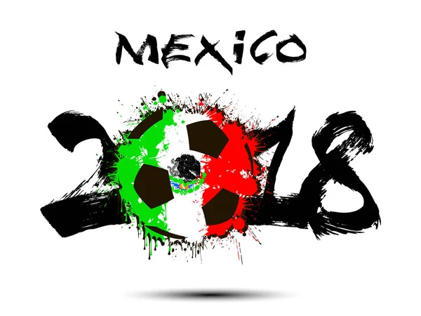 Número abstracto 2018 y bola de fútbol blot — Vector de stock