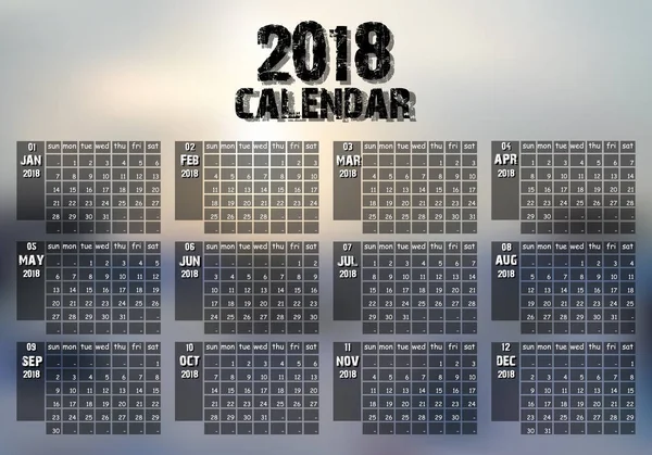 New jaarkalender 2018 — Stockvector