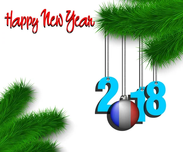 Bonne année 2018 et bal avec le drapeau de la France — Image vectorielle