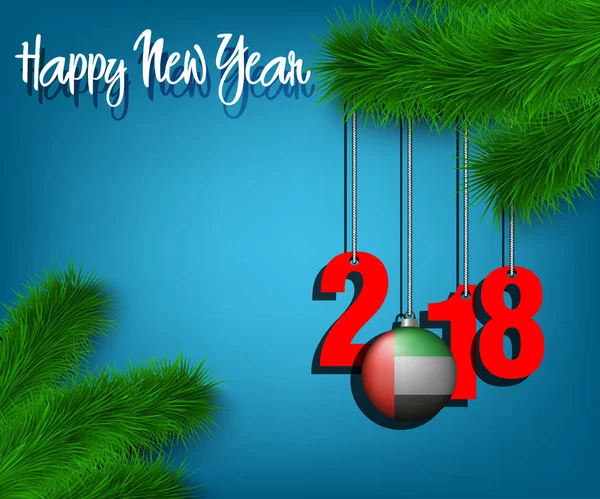 Feliz Ano Novo e 2018 em um galho de árvore —  Vetores de Stock