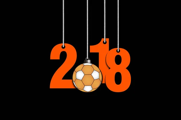 Handball  ball  and 2018 hanging on strings