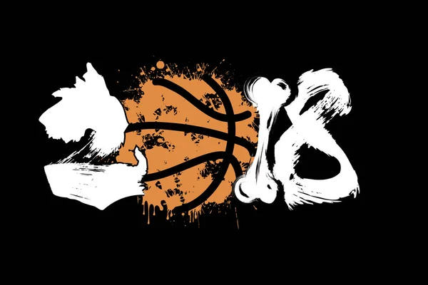 Numéro abstrait 2018 chien et basket — Image vectorielle