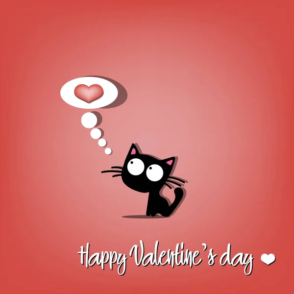 Happy Valentines day and cat — Stock Vector