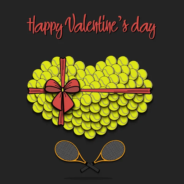 Balles de tennis en forme de cœur — Image vectorielle
