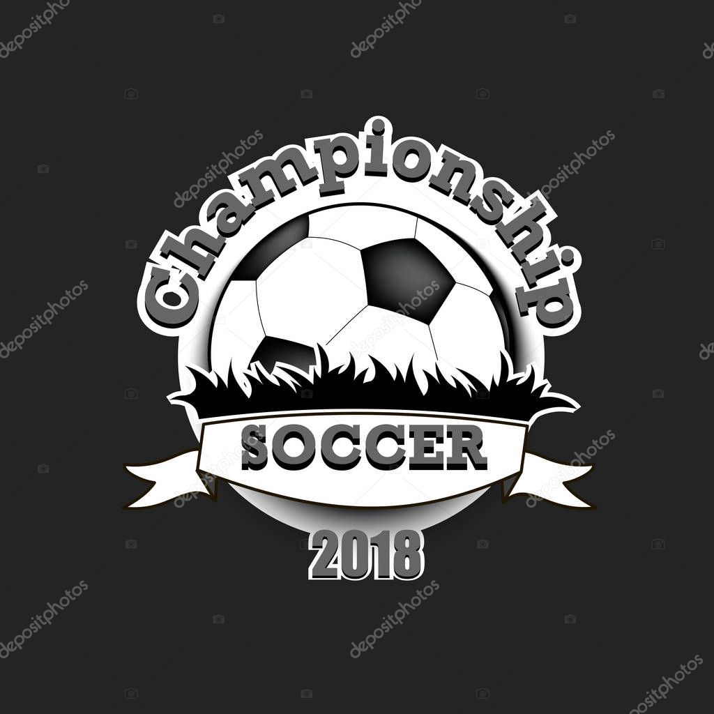 Soccer championship 2018. Football logo template design. Vector illustration