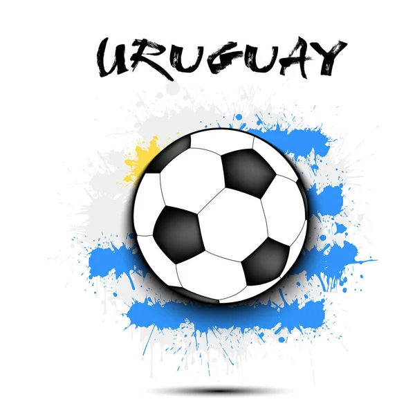 Fotbalový míč a vlajka Uruguaye — Stockový vektor