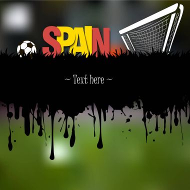Grunge afiş. İspanya futbol topu ve kapısı ile