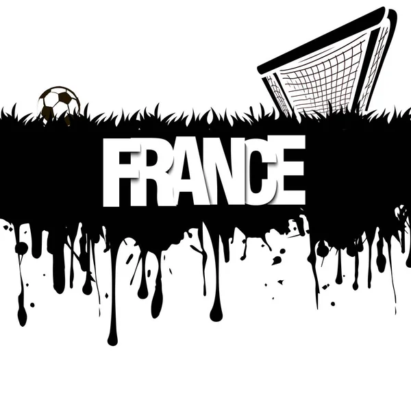 Grunge afiş. Bir futbol topu ve kapı ile Fransa — Stok Vektör