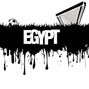 Grunge afiş. Bir futbol topu ve kapı ile Mısır