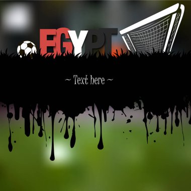 Grunge afiş. Bir futbol topu ve kapı ile Mısır