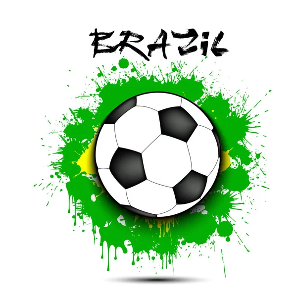 Voetbal bal en Brazilië vlag — Stockvector